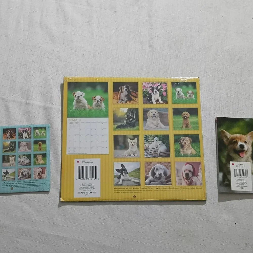 3 dog-themed calendars lot 2025 -2026 pocket planner 16-month 11x10